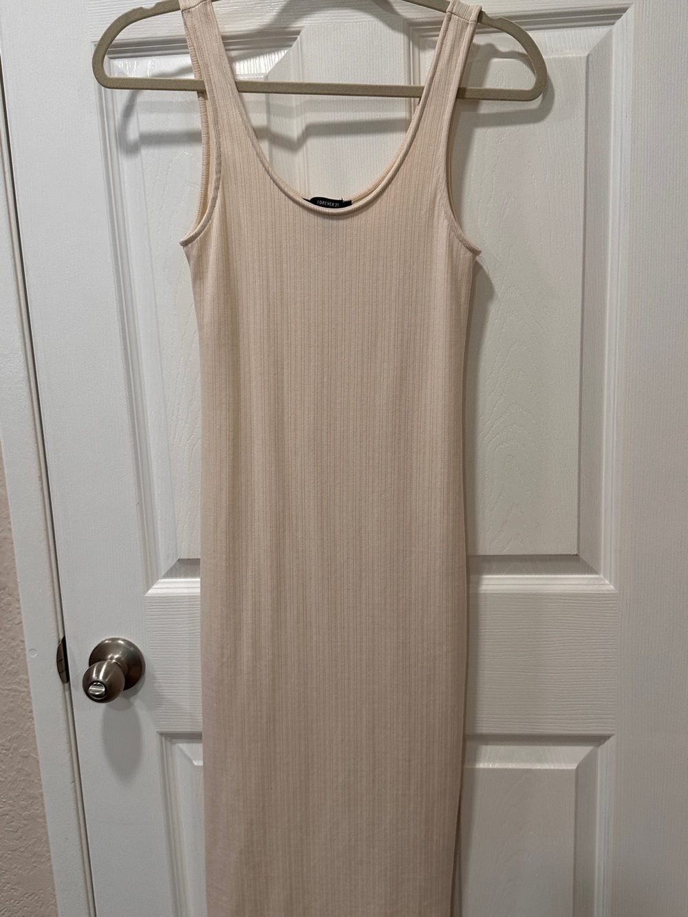 Forever 21 Ribbed Tank Midi Dress in Cream